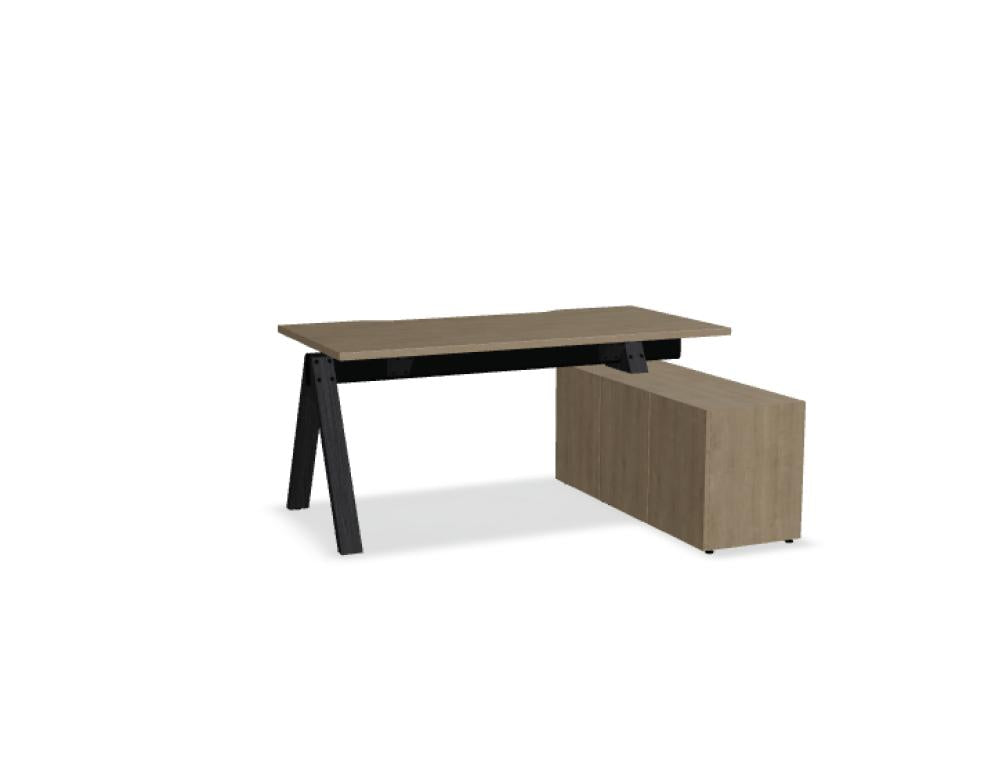 Schreibtisch mit integriertem Managerschrank von Viga V163PM, stilvolles Home-Office-Möbel in moderner Holzoptik mit Ablagefläche, Schubladen und Stauraum