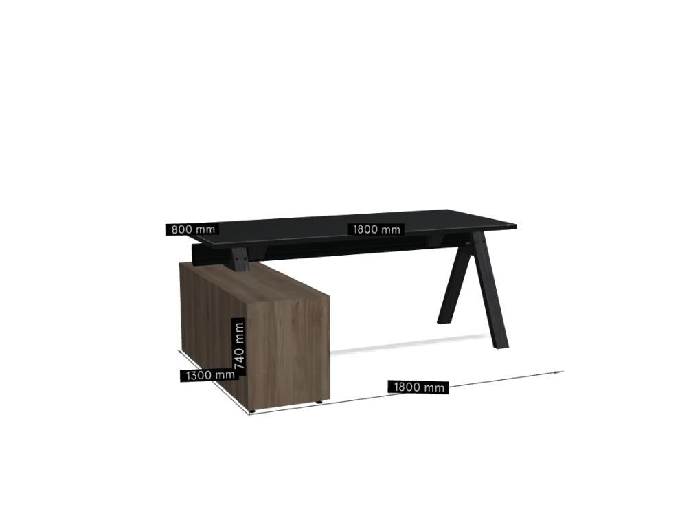 Viga V183LM - Schreibtisch mit Managerschrank in Dunkle Walnuss präsentiert im Onlineshop von KAQTU Design AG. Schreibtisch ist von Mdd