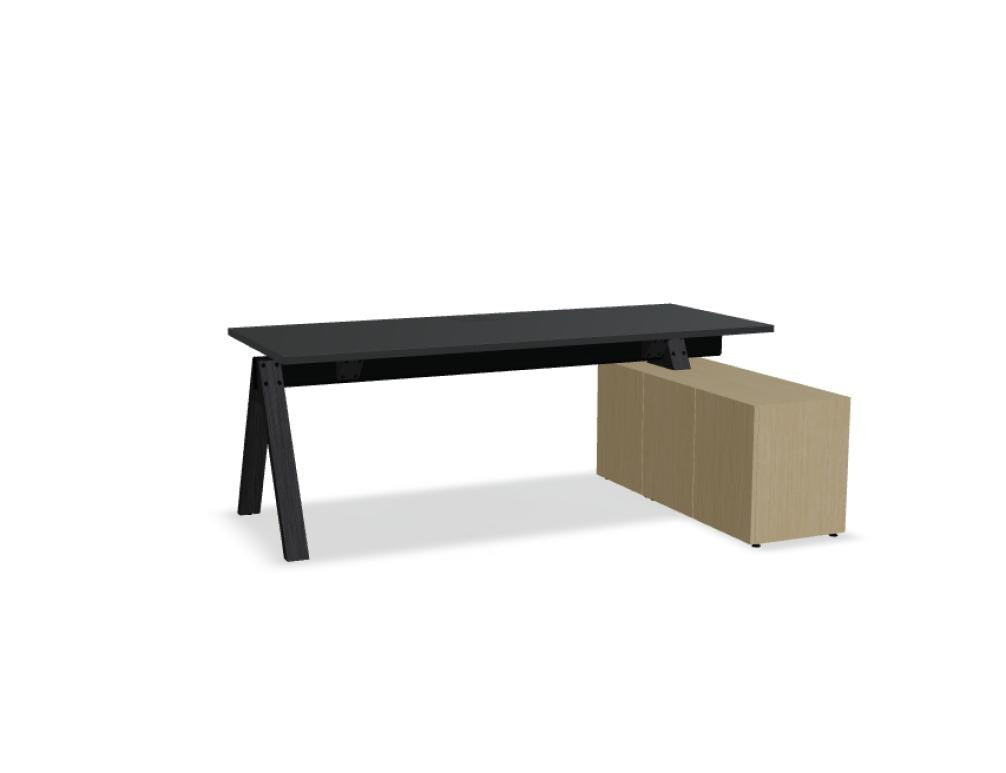 Viga V203P - Schreibtisch mit Managerschrank in FENIX Schwarz Matt präsentiert im Onlineshop von KAQTU Design AG. Schreibtisch ist von Mdd