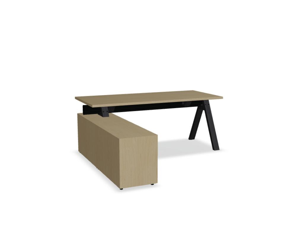 Viga V184L - Schreibtisch mit Managerschrank in FENIX Schwarz Matt präsentiert im Onlineshop von KAQTU Design AG. Schreibtisch ist von Mdd