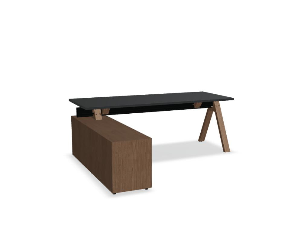 MDD Viga V204L Schreibtisch mit seitlichem Managerschrank, elegantes Holzdesign für moderne Büros