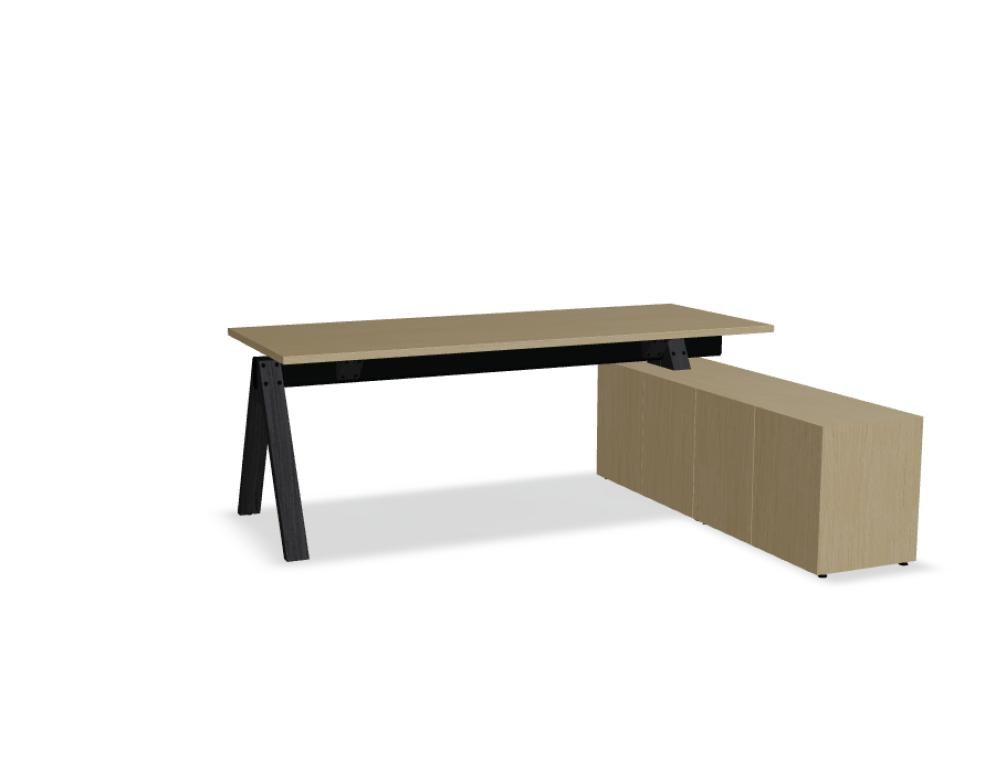 Viga V204P - Schreibtisch mit Managerschrank in FENIX Schwarz Matt präsentiert im Onlineshop von KAQTU Design AG. Schreibtisch ist von Mdd