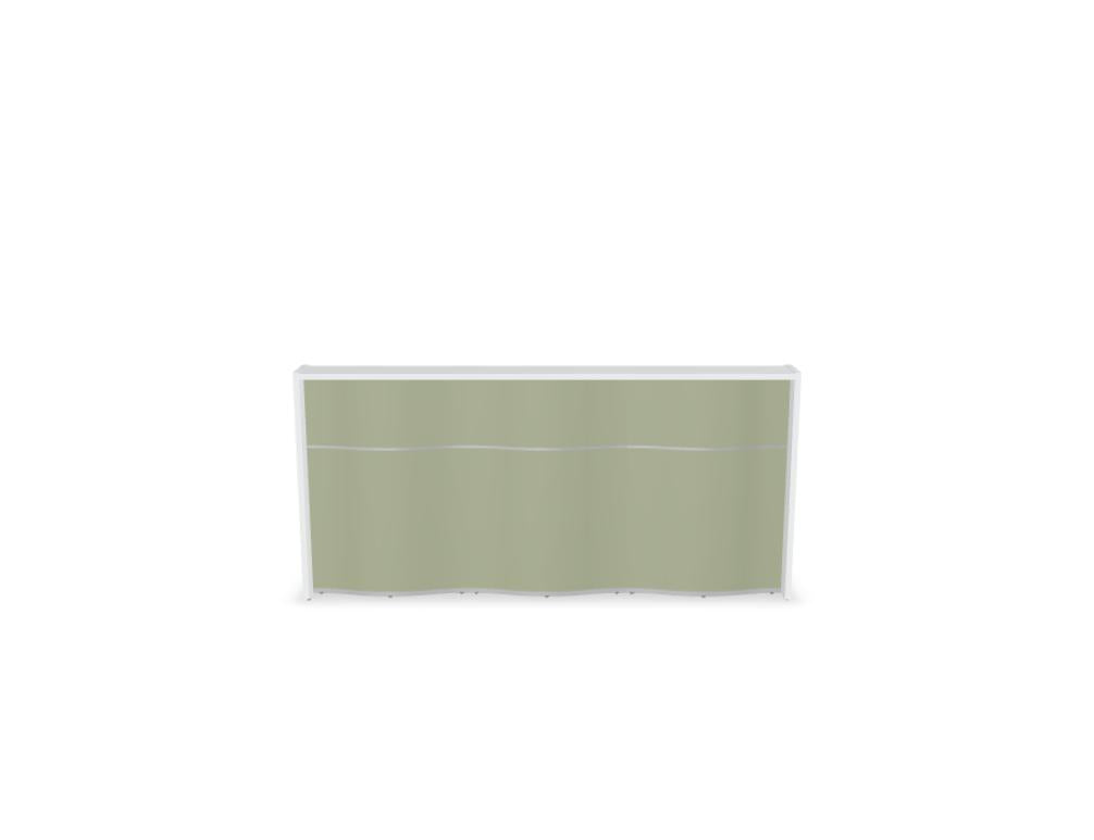 Empfangstheke Wave LUV15 mit organischer Front, stilvolles Design in hellen Naturtönen, ideal für moderne Eingangsbereiche und Rezeptionen.