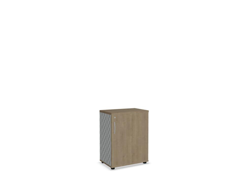 Mdd Basic K2603 Büroschrank in Holzoptik mit offenen Fächern und Türen, funktional für Ordner und Bürobedarf.