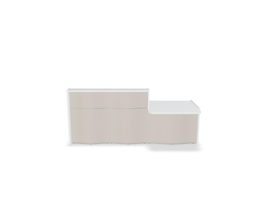 Empfangstheke Wave LUV29L mit organischer Front, elegantes Desk-Design für moderne Bürobereiche, geformte Frontpaneele in sanftem Profil