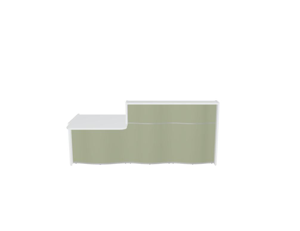 Empfangstheke Wave LUV29P mit organischer Front, glatte Oberflächen, moderner Arbeitsplatz im edlen Design, ideale Desk-Lösung für den Eingangsbereich