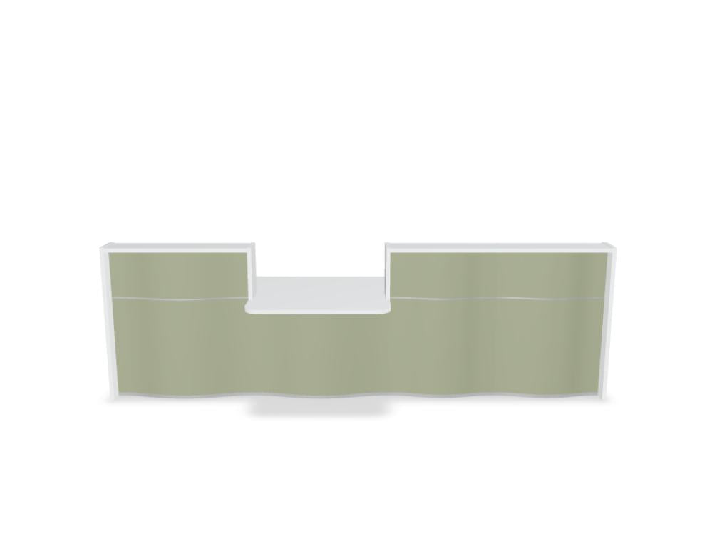 Empfangstheke Wave LUV33 mit organischer Front, modernes Desk-Design für den Empfangsbereich, hochwertige Oberflächen, klare Linien und elegante Formsprache