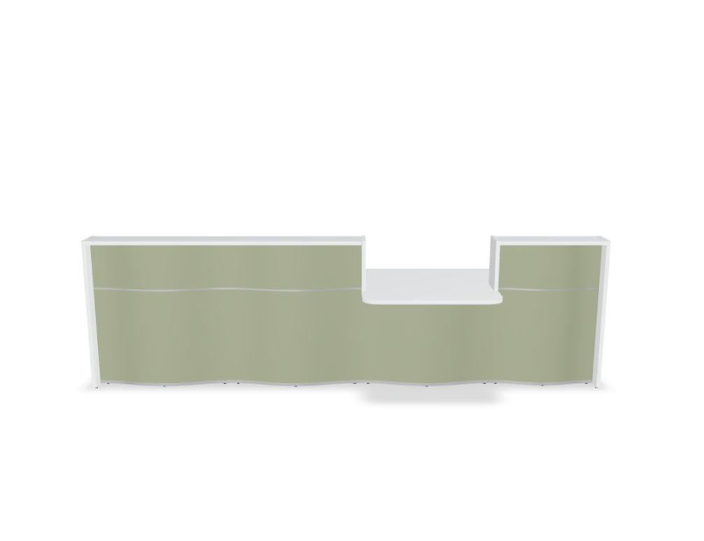 Empfangstheke Wave LUV34 mit organischer Front, modernes Desk-Design in neutraler Farbgebung, Edelschwarz/Anthrazit-Ton, stilvolle Büro- und Empfangsfläche