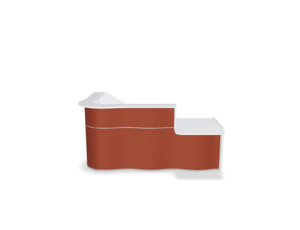 Wave LUV381L Empfangstheke mit organischer Front, moderne Thekenfront aus geschwungenem Holzdesign, stilvolle Arbeitsplatzlösung, Kategorie Empfangsdesk von MDD