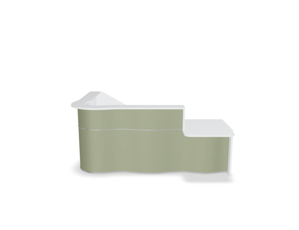 Empfangstheke Wave LUV391L mit organischer Front, modernem Design und glatter Oberfläche in neutralen Tönen – sturdy Arbeitsplatz für repräsentiven Empfang
