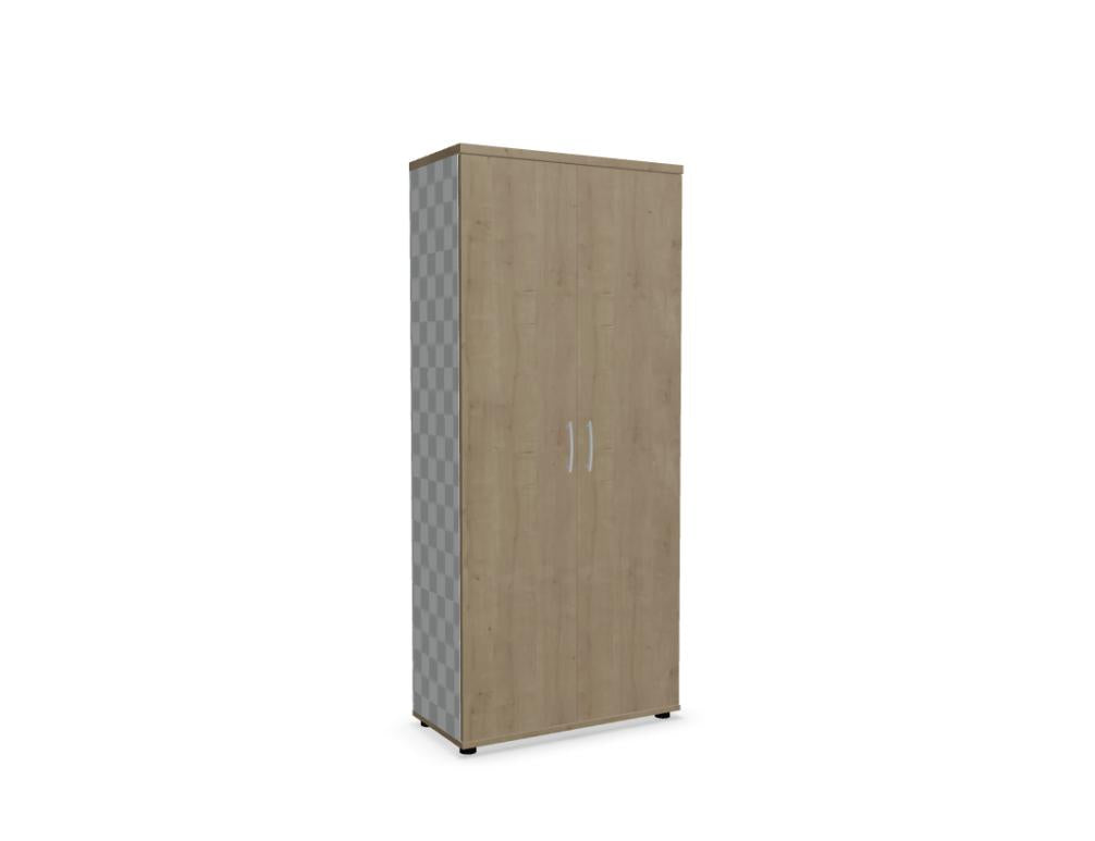 Bild des Produkts Basic K5104 – Moderner Büroschrank von Mdd, hochwertiges Holzfurnier, rechteckige Form, leistungsstarke Stauraumlösung mit Schließfächern und zwei Türen in hellgrauer Oberfläche, ideal für Büroorganisation und Aktenaufbewahrung.