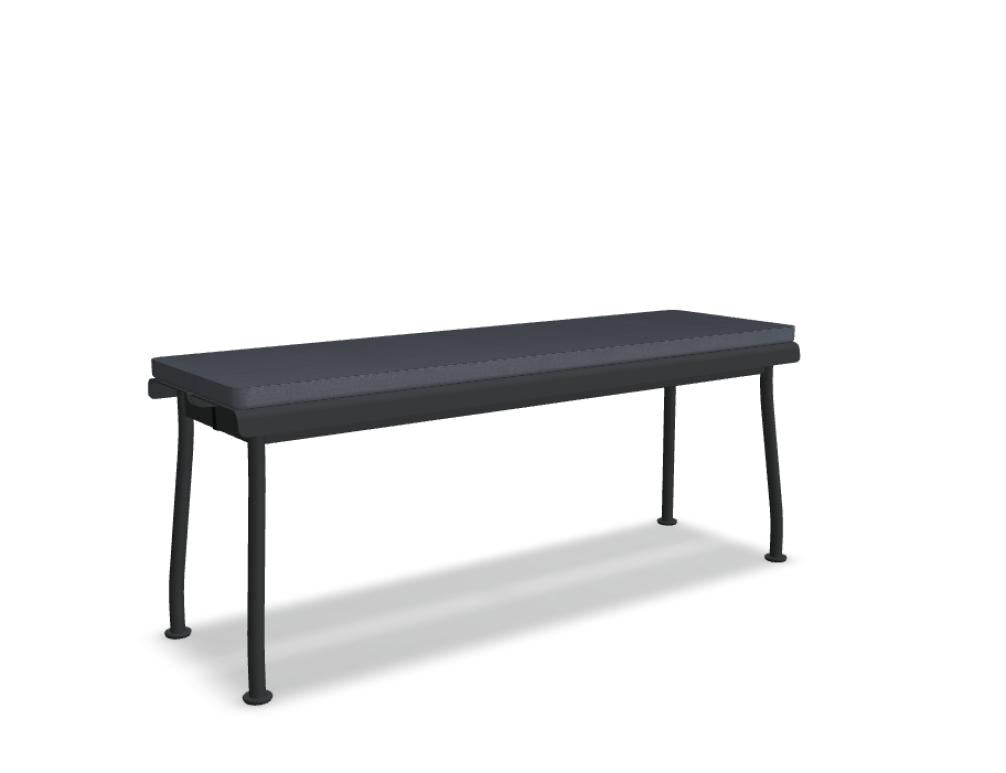 Gartenbank Flaner FLR03 in dezenter Grautönung, aus robustem Metallrahmen mit beruhigendem, flaches Sitzdesign und gerundeten Armlehnen – ideal für Terrasse oder Garten