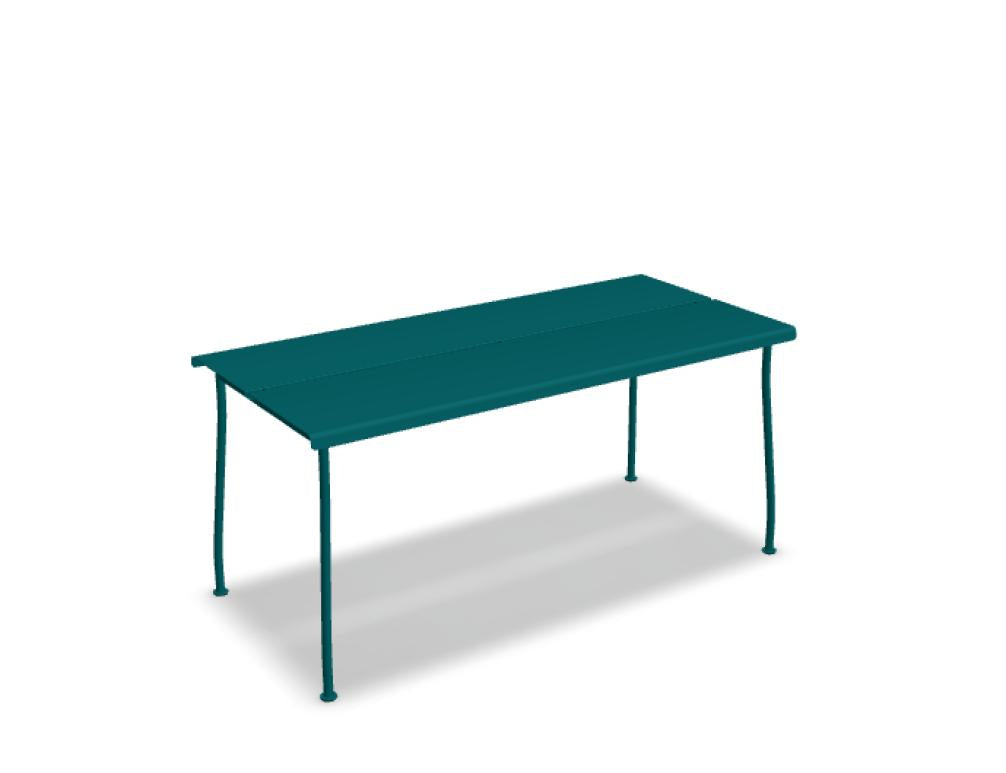 Bild eines Flaner FLR05 Gartentischs von Mdd, moderner Outdoor-Tisch aus heller Holzoptik mit stabilen Beinen, ideal für Terrasse und Garten, stilvoller Mittelpunkt für Outdoor-Essbereich
