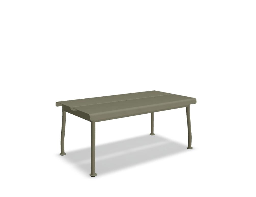 Beistelltisch Flaner FLR07 aus robustem Outdoor-Material, rechteckige Platte, schlanke Beine, neutrale Farbgebung, ideal für Terrasse oder Balkon, wetterfest