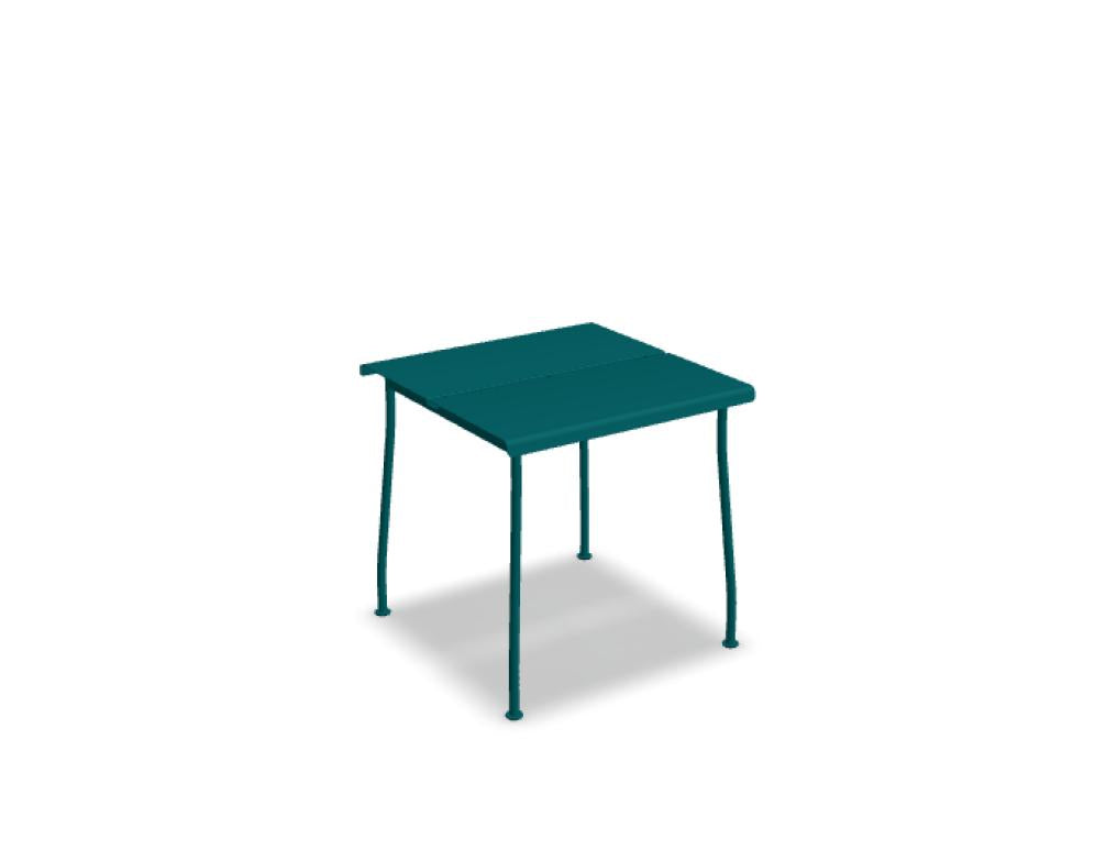 Cafétisch Flaner FLR04 aus der Gartenserie: stabiler Metallrahmen, runder Tisch aus Holzoptik, vielseitig nutzbar, ideal für Terrasse oder Balkon
