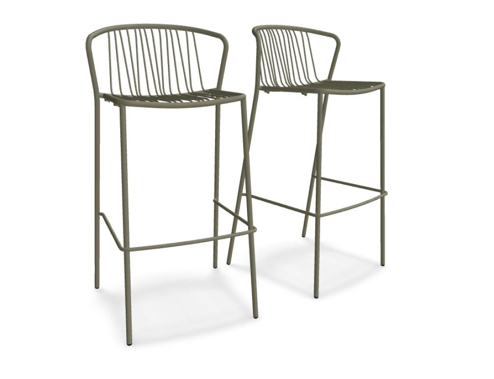 Bris BRS06 Outdoor-Barhocker im 2er-Set von Mdd mit schlankem Gestell und moderner Sitzfläche für Terrasse oder Garten
