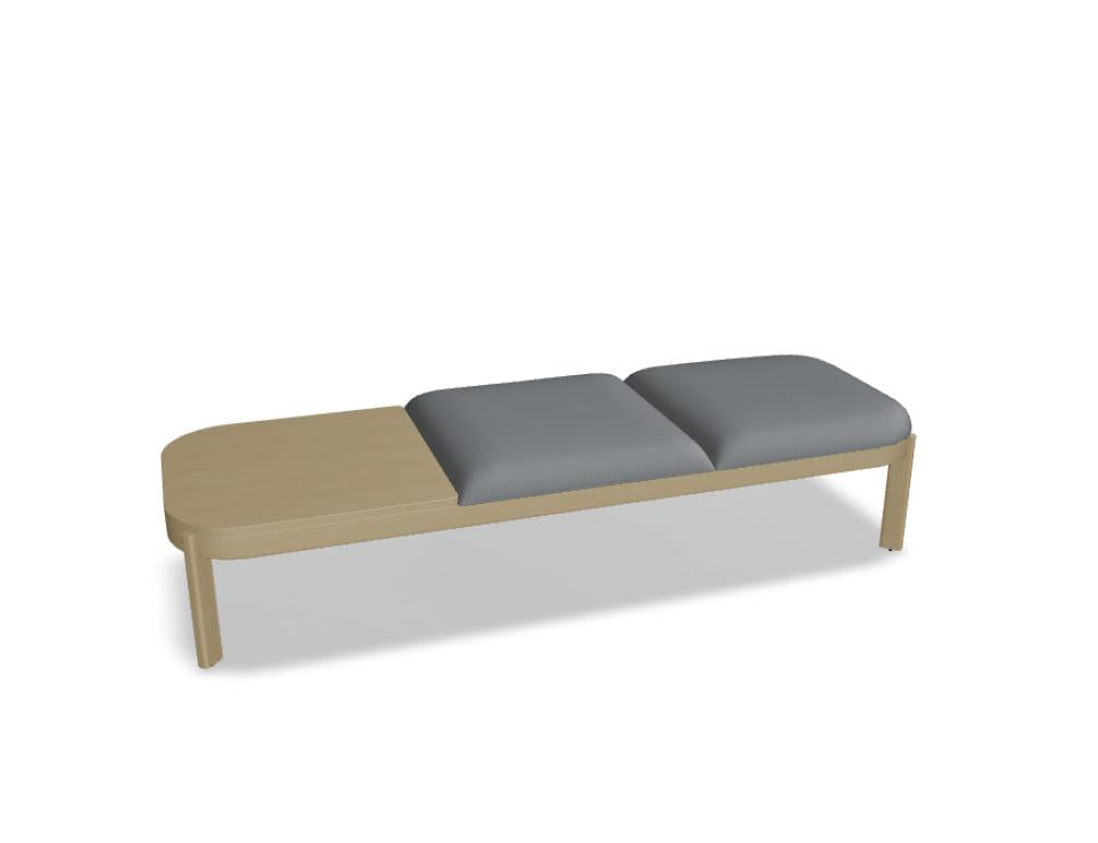 Bild: Ramp RMP314 - Sitzbank, ergonomisch geformt, Holzbeinstruktur mit lackiertem Sitzpolster in zurückhaltendem Farbton, ideal für Eingangsbereiche oder Wartezonen.