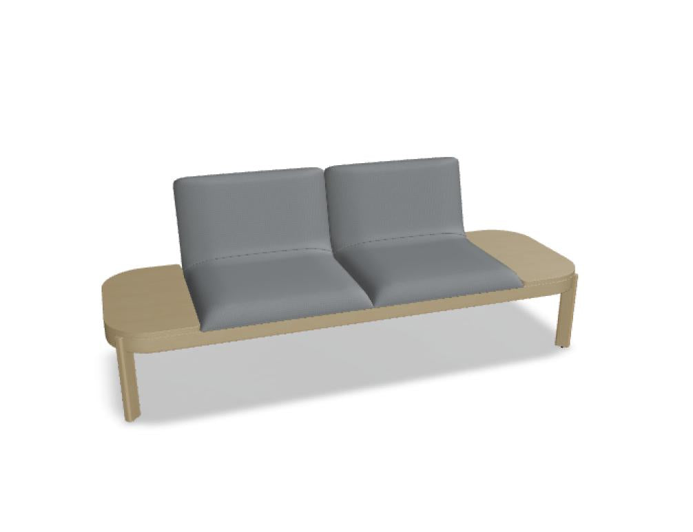 Roter Stoff mit Holzbeinen: Ramp RMP321 Sitzbank aus der MDD-Kollektion, kompakte Bank ideal für Wohnzimmer oder Flur, modernes Design