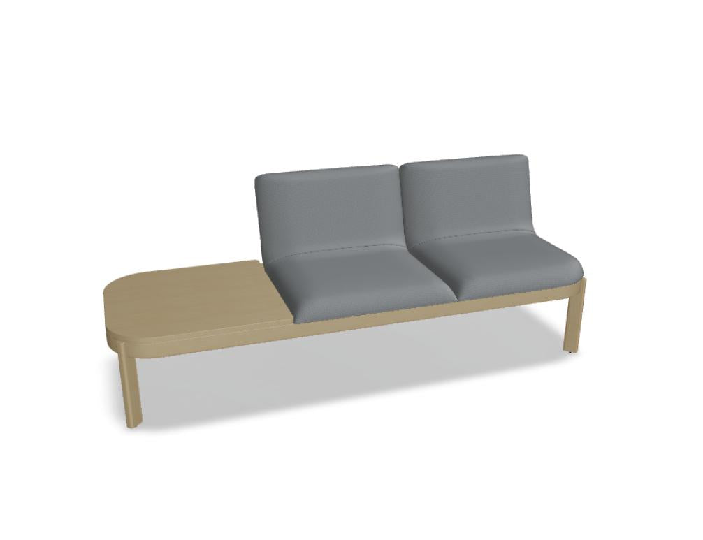 Bild einer eleganten, hellen Bank Ramp RMP323 in moderner Einrichtung; Details sichtbar: Holzrahmen, gepolsterte Sitzfläche, klare Linien, minimalistische Ästhetik, perfekte Ergänzung für Wohnzimmer und Flure