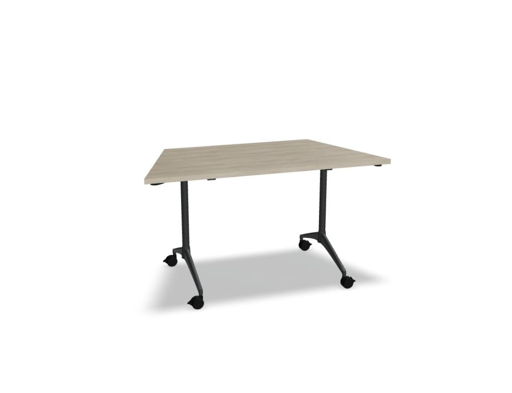 Klapptisch Revi RV06 von Mdd, eleganter Konferenztisch mit schlanker Metallbasis, schmaler Arbeitsfläche, klappbaren Blattverbindungen und zeitlos-modernem Design – ideal für Konferenzräume