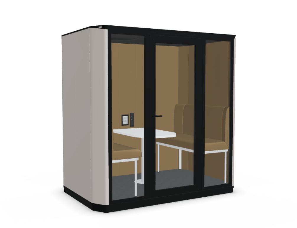 Coda CD02 Akustikkabine von Mdd für vier Personen, moderne Telefonkabine mit Glastür und gemütlichem Innenraum fürs Büro