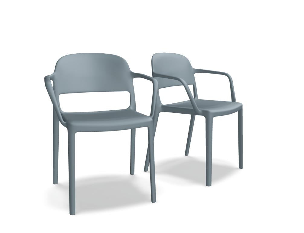 Blendy BNDD02 Gartenstuhl von Mdd: moderner, schlanker Stuhl mit wetterfestem Rahmen und komfortabler Sitzfläche in entspannter Garten-Atmosphäre.