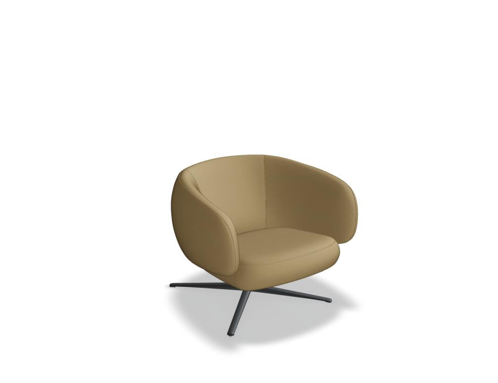 Grand Grace GRF01 Drehsessel von Mdd mit hoher Rückenlehne, gepolsterter Sitzschale und eleganter Drehbasis in Grau