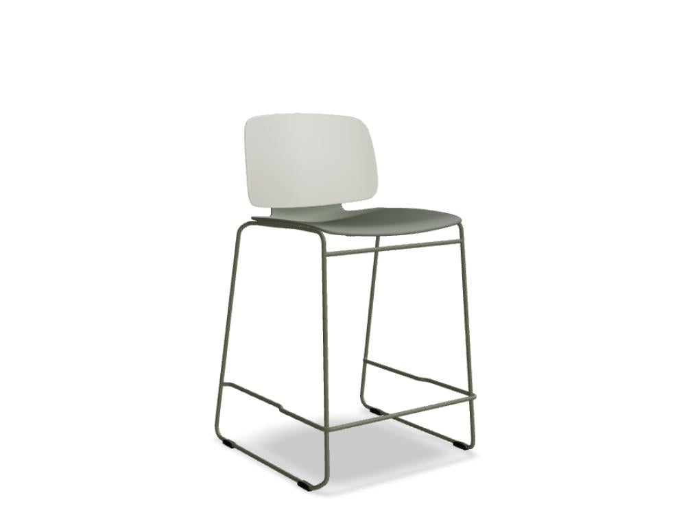 Barhocker Lena LEH02 von MDD in modernem Design, passgenaues Sitzmöbel mit Holzoptik-Beinen und kurzer Rückenlehne, dunkler Kunstleder- oder Samtbezug