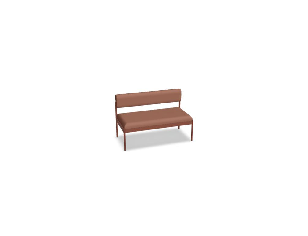 Foto eines modularen Sofas Nora NOR102 von MDD: graues, stapelbares Sitzsystem mit filigranem Rahmen, gepolsterten Segmenten und runden Armlehnen, flexibel kombinierbar zu mehreren Modulen.
