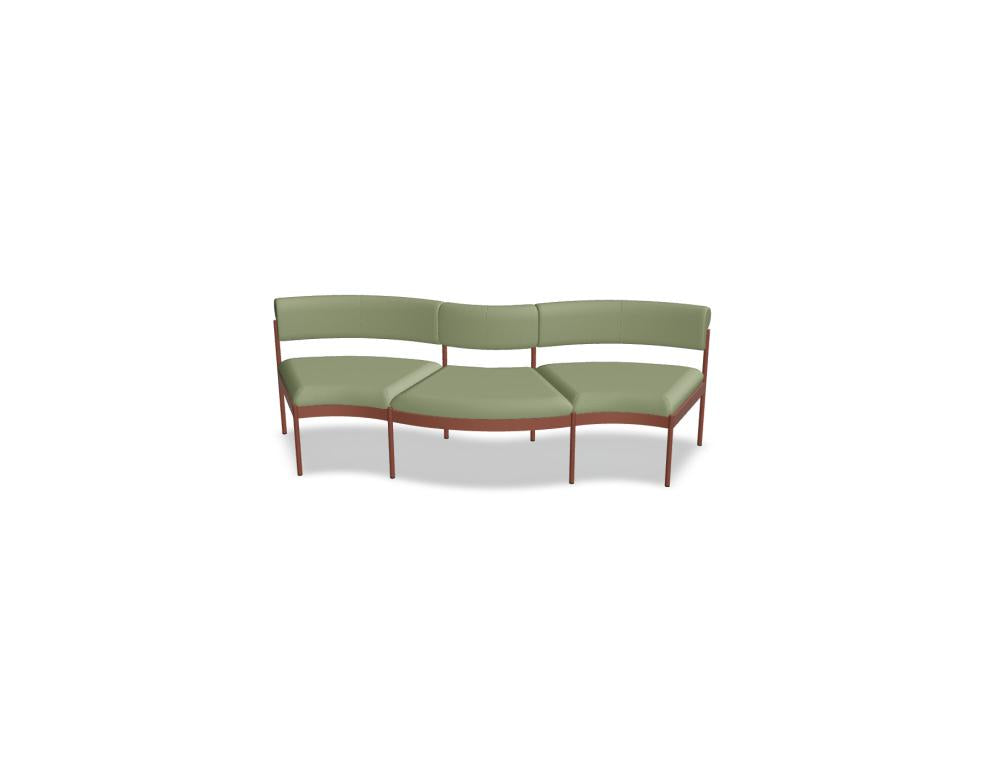 Bild eines modularen Sitzsystems Nora NOR406 von MDD, Teil eines moder­nen Sofas. Mehrere zusammenstellbare Sitz- und Rückenelemente in neutraalen Tönen, flexibel kombinierbar zu verschiedenen Lagen und Konfigurationen.