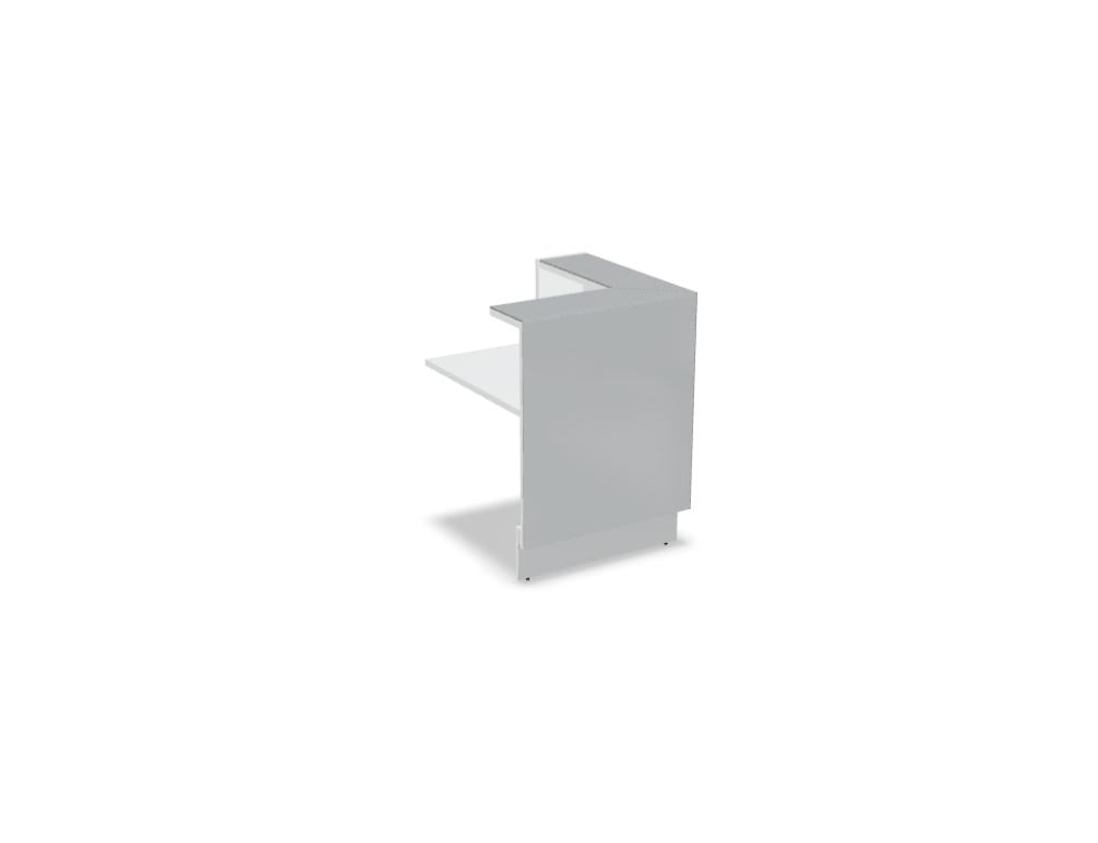 Empfangsdesk Linea LIN3L von MDD in moderner Holzoptik, glatte Oberflächen, großzügige Arbeits- und Displayfläche