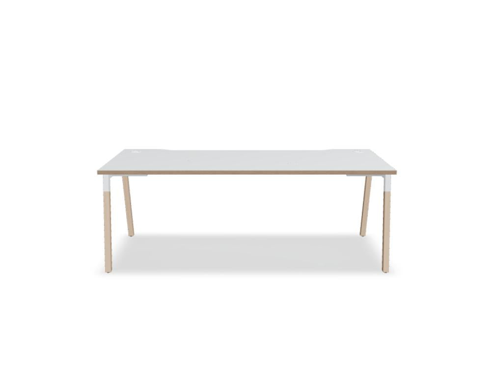Junger, moderner Schreibtisch Ogi W BOW06 mit eleganten Holznuancen und geräumiger Ablage, ideal für effizientes Home-Office, dezentes Design
