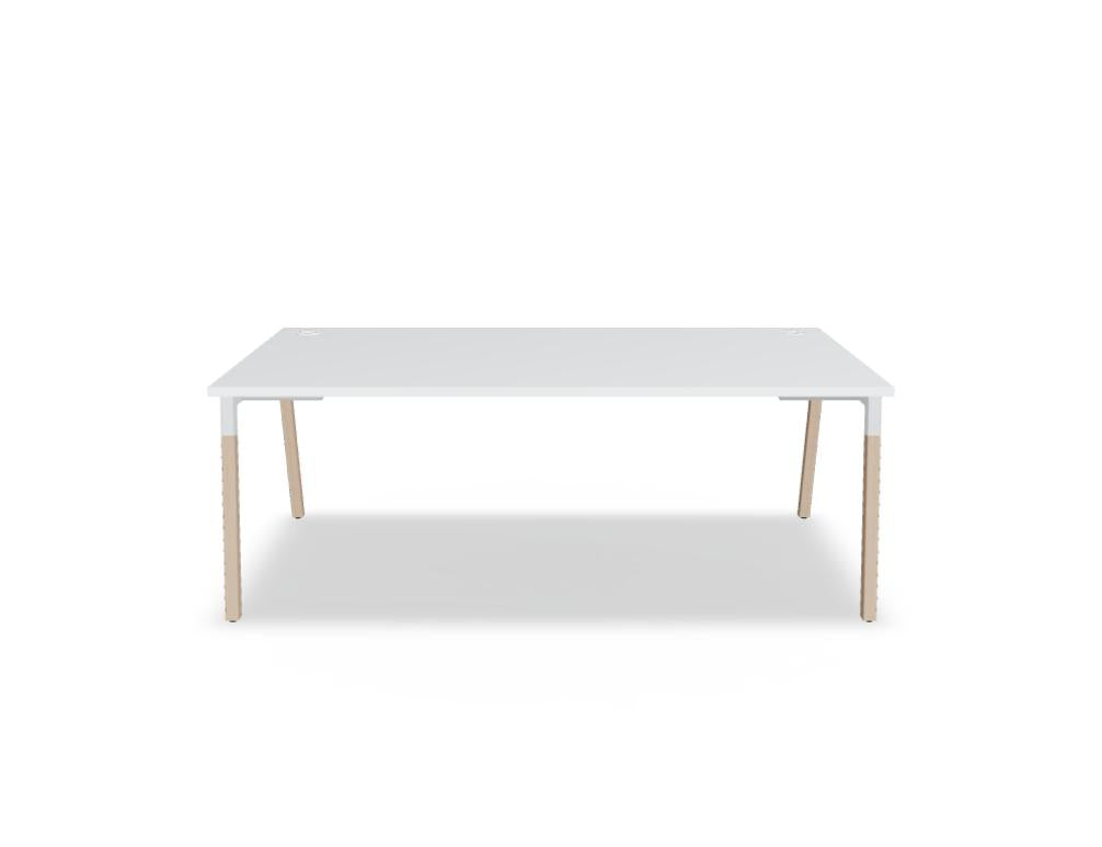 Ogi W BOW07 Schreibtisch von MDD, moderner Arbeitsplatz aus Holz mit eleganter, schmaler Platte, dezentes Metallgestell und stilvolle Akzente in dunkler Holzoptik.