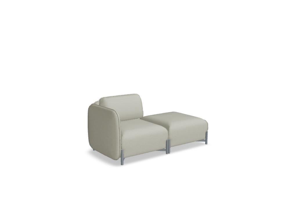 Sofa Linka LKS04P aus modularem System, Stoffbezug in neutralem Grau-Beige, sauber gepolstert, Ecklösung mit klaren Linien, moderne Wohnzimmergestaltung, 100–150 Zeichen