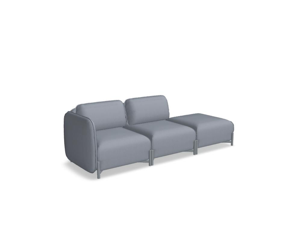 Sofa Linka LKS05P in hellgrauer Stoff mit modernen, schlanken Linien, 2-Sitzer-Design, gemütliche Sitzfläche und gerundeten Armlehnen