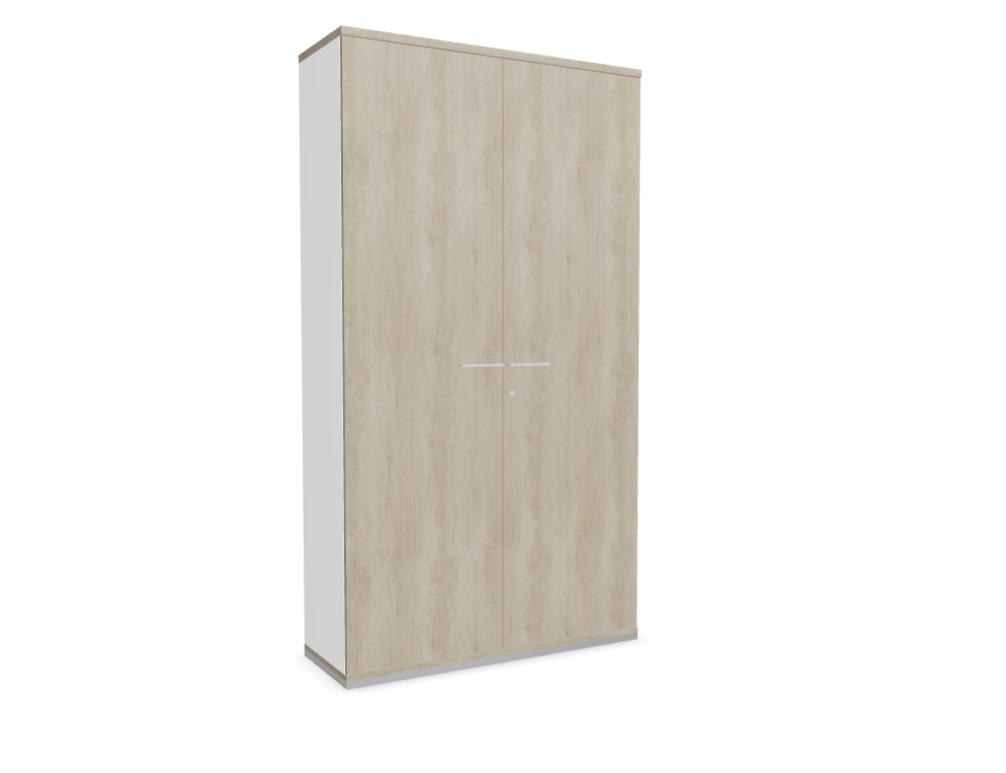 Büroschrank Standard von Mdd in Weiss Pastell mit Front in Eiche Natur, Melaminplatte mit ABS-Umleimer, Aluminium-Griff und Patentschloss.