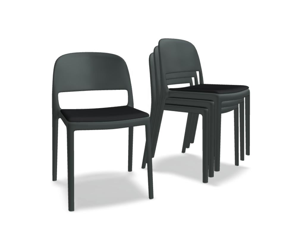 Bild zeigt den Blendy BNDT01 Gartenstuhl, niedrig gepolstert, frisches Design, robuste Gestellkonstruktion, farblich dunkler Stoffbezug, stabile Armlehnen, Outdoor-tauglich