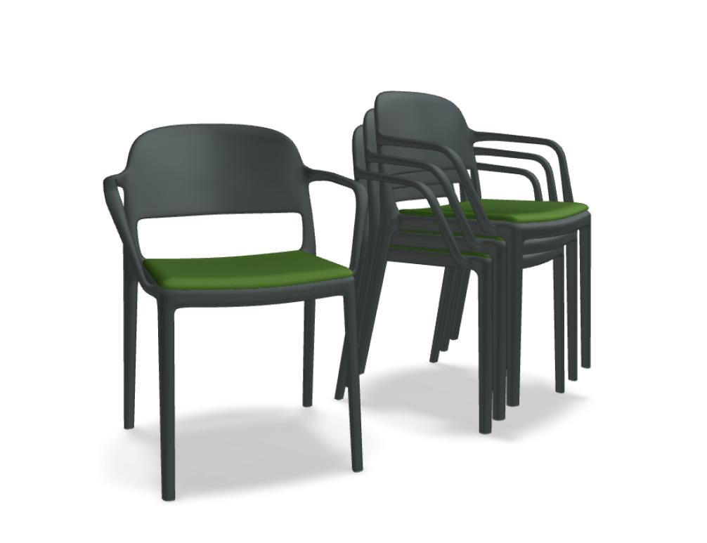 Blendy BNDT02: niedriger gepolsterter Gartenstuhl aus der Mdd-Kollektion, robustes Gestell, komfortable Sitzfläche, Stoffpolster in dunkler Farbe, ideal für Balkon oder Terrasse