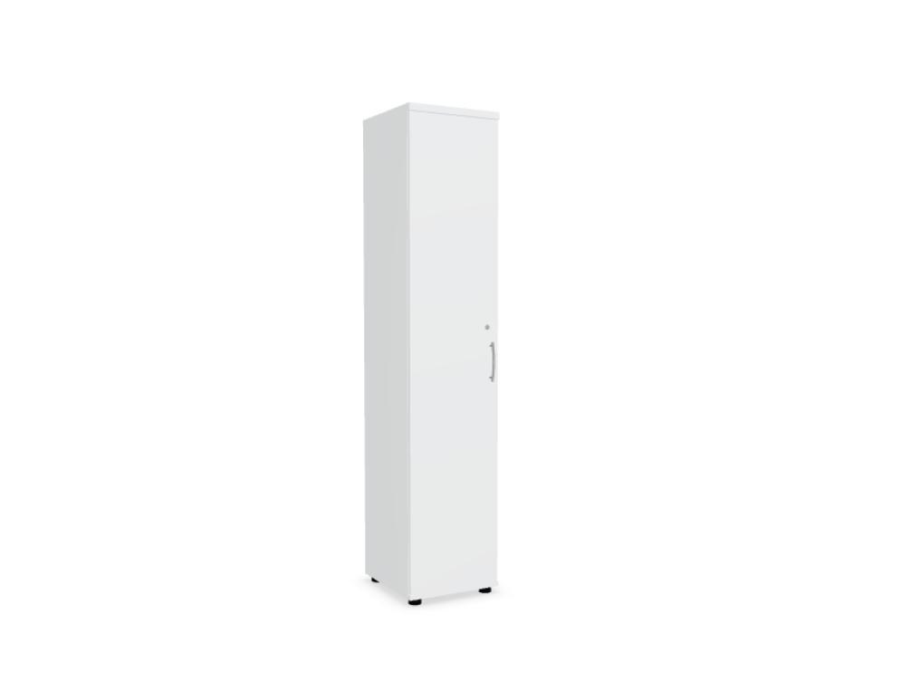 Büroschrank Standard von Mdd in Weiss Pastell mit Front in Eiche Natur, Melaminplatte mit ABS-Umleimer, Aluminium-Griff und Patentschloss.
