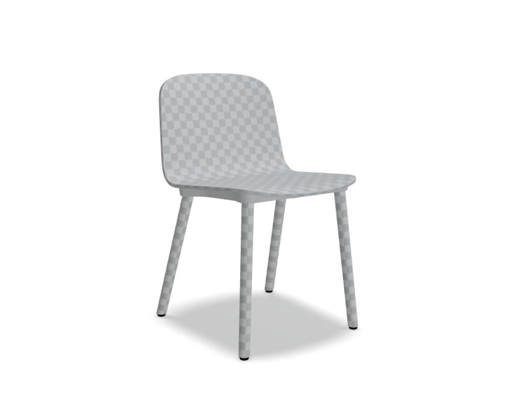Nud ND1P14: Stuhl aus Sperrholz mit klarem Holzgestell, kompakte Form, holzfarbene Oberflächen, modernes Scandi-Design, bequeme Sitzhöhe, ideal für Ess- oder Arbeitszimmer.