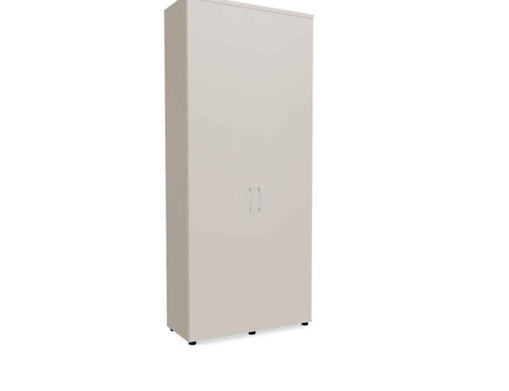 Büroschrank Standard von Mdd in Weiss Pastell mit Front in Eiche Natur, Melaminplatte mit ABS-Umleimer, Aluminium-Griff und Patentschloss.