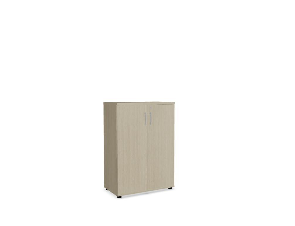 Büroschrank Standard von Mdd in Weiss Pastell mit Front in Eiche Natur, Melaminplatte mit ABS-Umleimer, Aluminium-Griff und Patentschloss.