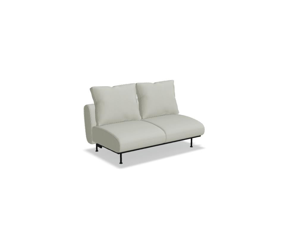 Sofa Lotus von Mdd in Aluminium mit gepolsterter Rückenlehne, Sitzfläche und schwarzem Metallgestell, modulares Design ohne Armlehnen