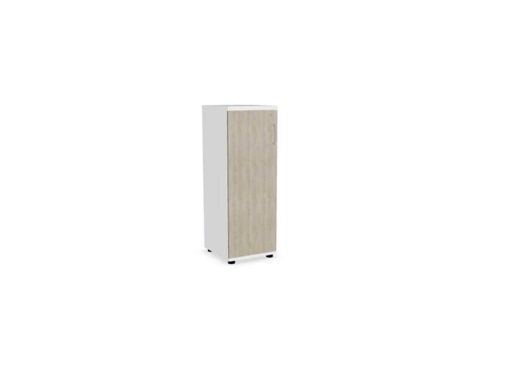 Büroschrank Standard von Mdd in Weiss Pastell mit Front in Eiche Natur, Melaminplatte mit ABS-Umleimer, Aluminium-Griff und Patentschloss.
