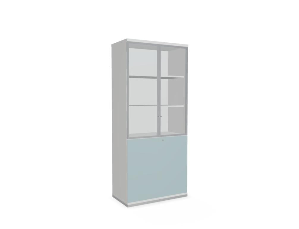 Mdd Color A5404HZW Vitrine in Weiß mit Holzdekor, Glastür und kompaktem Stauraum für moderne Büro- oder Wohnräume