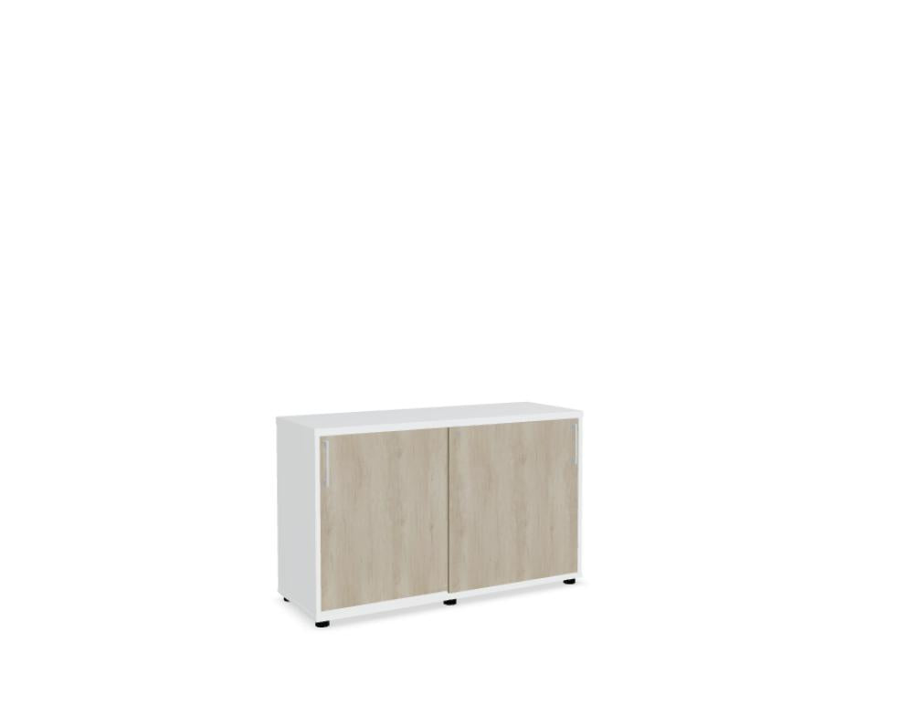 Mdd Standard A2P06 Schiebetürenschrank fürs Büro in schlichtem Design mit praktischen Ablageflächen und geschlossenen Fronten