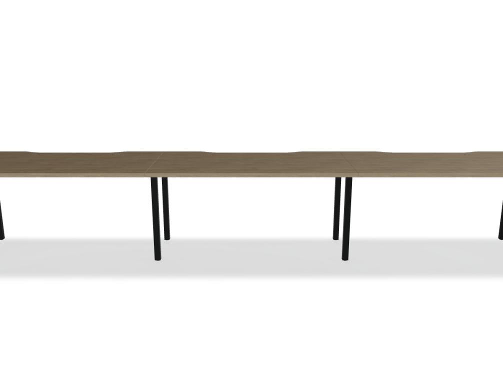 Schreibtisch Ogi Y von Mdd mit Tischplatte in Honigeiche und schwarzem Metallgestell, Profil 40x40 mm, für Büroarbeitsplätze.