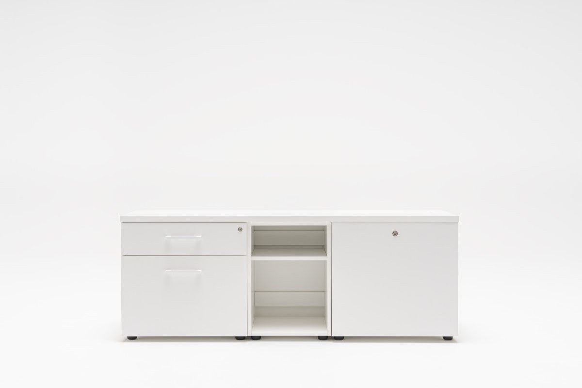 Büroschrank Standard - Chefzimmerschrank von Mdd, niedriger Korpus aus Melaminplatte