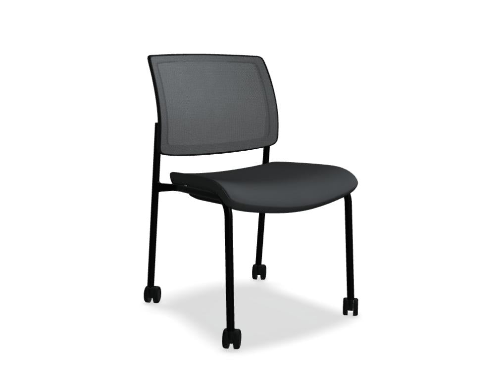 Gaya GY4NK ergonomischer Konferenzstuhl in Grau mit schlanker Rückenlehne, gepolsterter Sitz, verstellbarer Armlehnen und robustem Metallgestell – ideal für Meetings und Büroumcg