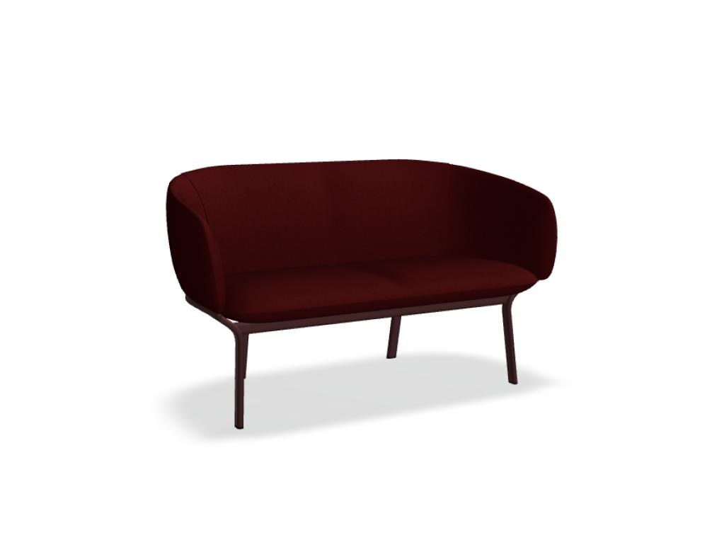 Sofa Grace von Mdd in Aluminium mit gepolstertem Sitz und Rückenlehne, ovalem Stahlgestell und schwarzen Kunststofffüssen.